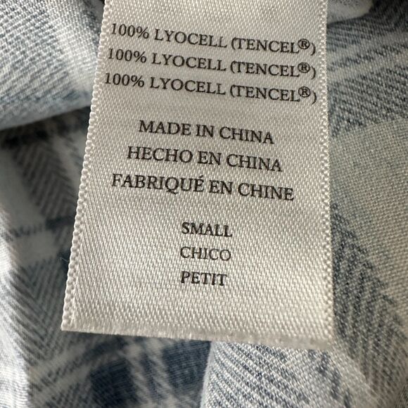 Rails Flannel Shirt Women’s Small White & Pale Blue Plaid Button Up Light - Picture 7 of 10